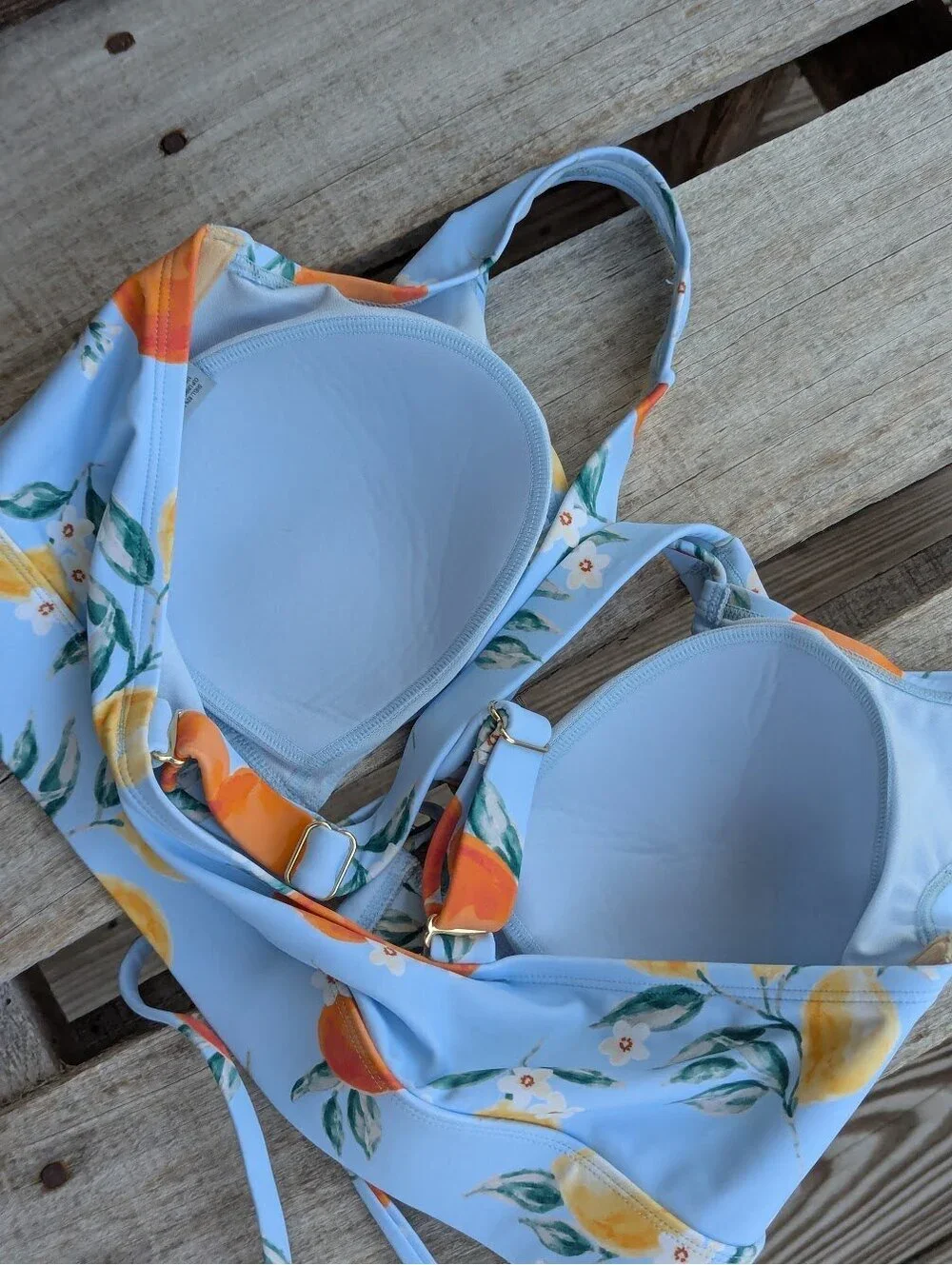 Shade & Shore Bikini Set XL Blue Citrus Print High Waist Two Piece Swimsuit - Picture 5 of 9